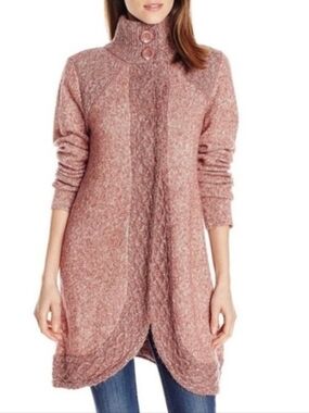 prAna Angelica Duster Sweater Marled Knit Long Cardigan Button Front Size Small